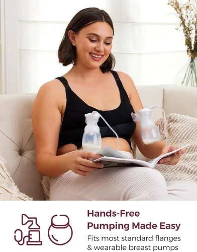 Miniatura 3 de Momcozy Sujetador de bombeo manos libres Sujetadores de lactancia sin costuras para bombeo Sujetador de extractor de leche con relleno fijo, sin