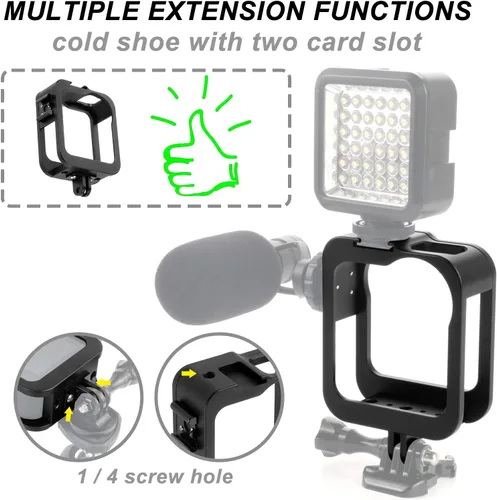 Miniatura 4 de Accesorios para Gopro Max Funda de aleación de aluminio, carcasa protectora de marco con interfaz de zapata compatible con GoPro MAX lente