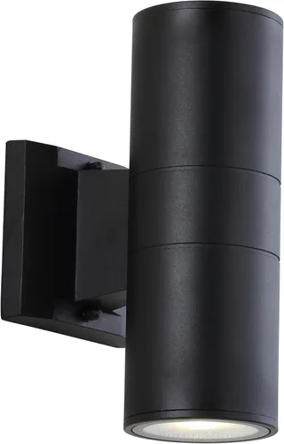 JONATHAN Y Aplique de pared LED moderno negro de 6 pulgadas, luz cilíndrica de 2 luces para patio de porche, accesorio exterior de metal con