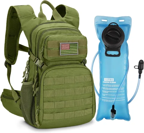 CVLIFE Mochila táctica de hidratación con vejiga de agua de TPU de 3 L, mochila de senderismo de 22 L para hombres y mujeres, mochila de agua Molle