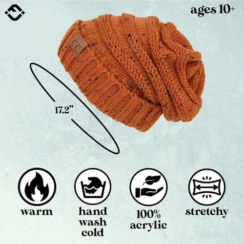 Miniatura 357 de Funky Junque Gorro de moda de punto trenzado de talla extragrande, grueso, abrigado, suave y holgado