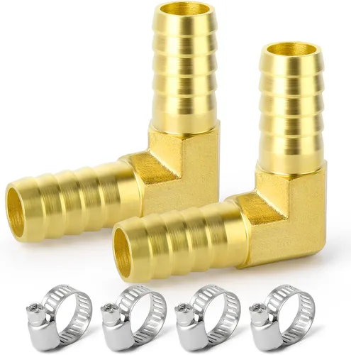 Miniatura 31 de GASHER 20 Piezas Reductor de Púas de Manguera de Latón, 1/2 Pulgada a 1/2 Pulgada (12.7mm) ID de Manguera con 40 Abrazaderas de Manguera, Reductor