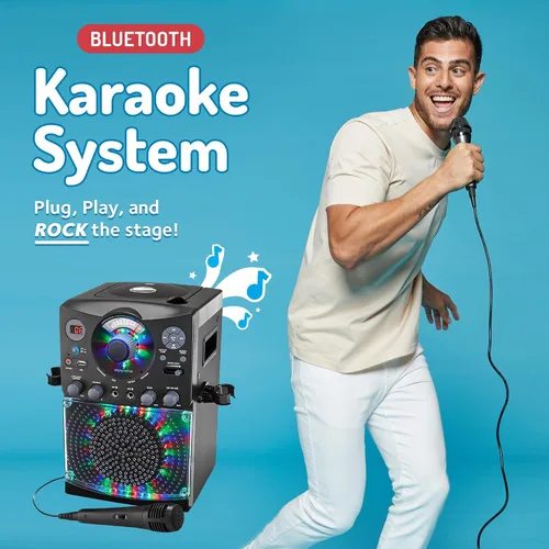 Miniatura 2 de Sistema de karaoke con Bluetooth parte superior para carga de CDG, espectáculo de discoteca sonido y luces (negro) SML385BTBK Singing Machine, Negro