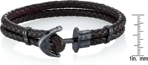 Miniatura 2 de Spartan Pulsera de cuero con anclaje en acero inoxidable, Cuero, No