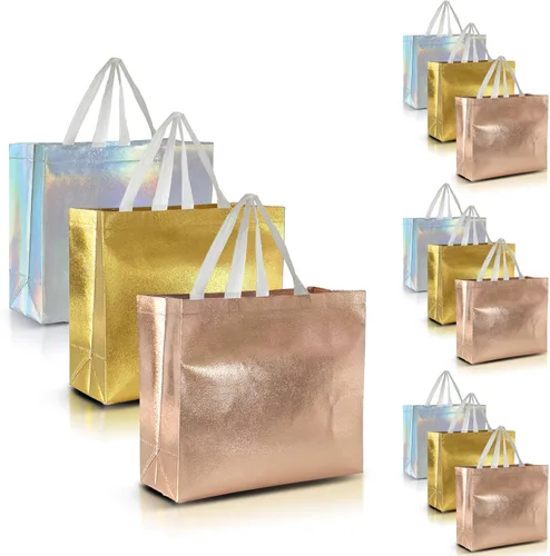 Miniatura 79 de Nush Nush Bolsas de regalo de color azul aguamarina de gran tamaño – Juego de 30 bolsas de regalo azul claro brillante con asas a granel – Bolsa