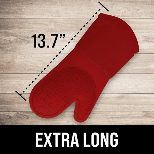 Miniatura 2 de HOMWE - Manopla de horno profesional de silicona, guantes con forro acolchado, agarraderas resistentes al calor, guantes flexibles para horno, 1