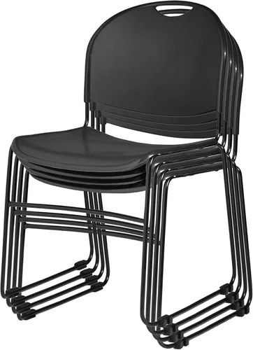 Miniatura 4 de OEF Furnishings OEF850-CL/4 Silla apilable comercial ultra compacta (negro simple, paquete de 4)