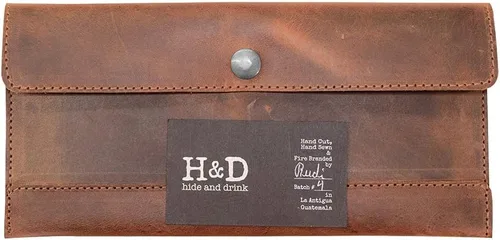 Miniatura 6 de Hide & Drink, Cartera de viaje hecha a mano de cuero de grano completo, Bourbon Marrón, Classic