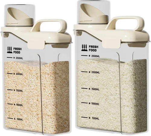 Miniatura 9 de Contenedor de almacenamiento de arroz de 5.5 libras, organizadores herméticos de almacenamiento de alimentos sin BPA, material adecuado para arroz
