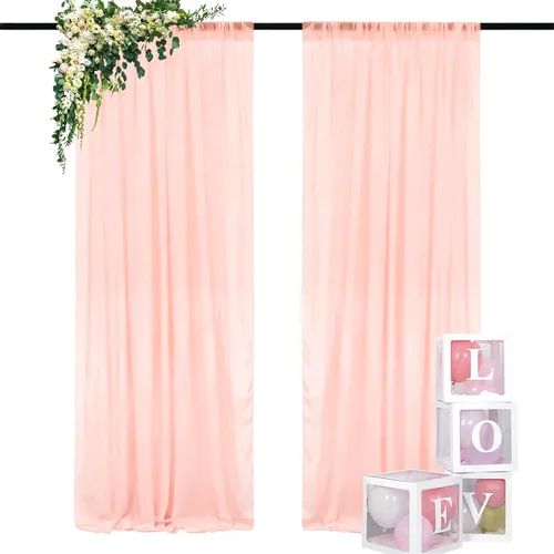 Miniatura 56 de DUOBAO Cortina de gasa naranja transparente de 10 pies, 2 paneles de 29 x 120 pulgadas, cortinas de tela de gasa para ceremonia de boda, cortinas