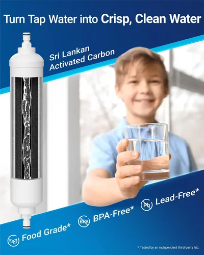 Miniatura 5 de AQUA CREST Filtro de agua en línea GXRTQR, certificado NSF, repuesto para GE® GXRTQR, GXRTQ, medios de bloque de carbono que garantizan una