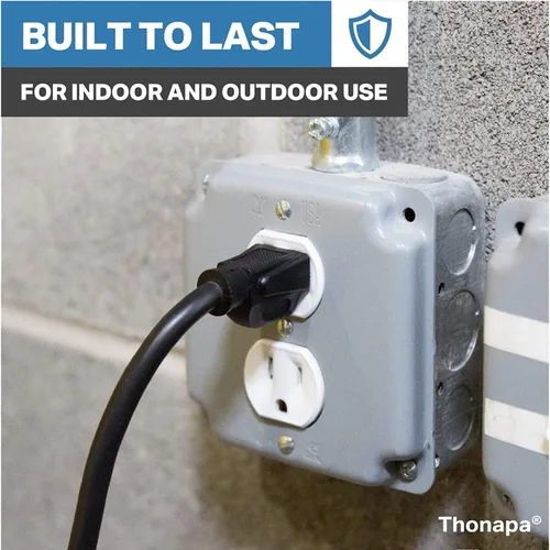 Miniatura 4 de Thonapa Cable de Extensión para Exteriores de 13 Amperios de 6 pies, SJTW 16/3 de 6 pies, Cable de Extensión Negro de 3 Clavijas, Cable