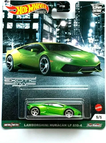 Metal Hotwheels Premium Car Culture Lamborghin Huracan LP 610-4 [Verde] - Exotic Envy 5/5 para niños unisex