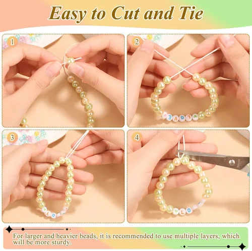Miniatura 4 de PAXCOO Paquete de 2 cuerdas elásticas para pulseras, cuerda elástica mágica para joyería para pulseras de amistad, collares, cuentas de arcilla