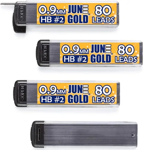 Miniatura 16 de June Gold 820 unidades, 0.3 mm 2B repuestos de plomo, 205 piezas por dispensador, grosor extra fino, plomo resistente a la rotura/grafito