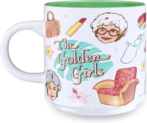 The Golden Girls Icons - Taza de cerámica sin BPA para expreso, té, capacidad para 13 onzas