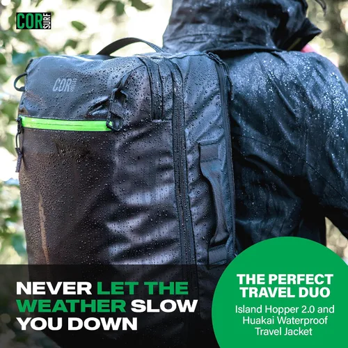 Miniatura 32 de COR Surf Mochila de viaje de mano Island Hopper 2.0 Mochila ultraligera aprobada para artículos personales 28L Negro Edición impermeable