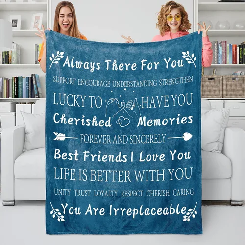 Regalos de cumpleaños para mejores amigas, regalos únicos de amistad femenina, manta de forro polar de 50 x 60 pulgadas (Seablue)