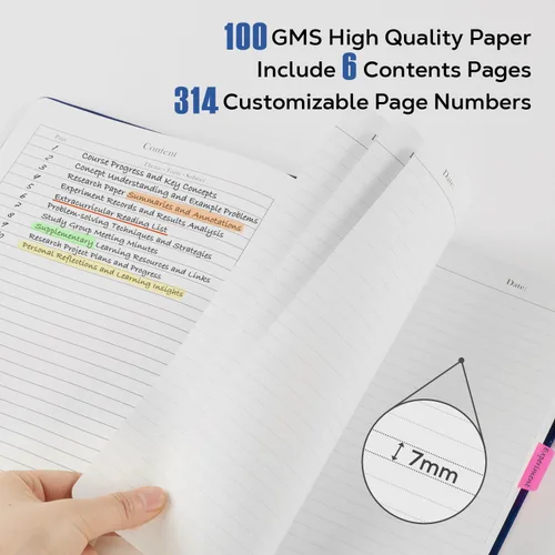 Miniatura 4 de FOCUS DAY Cuaderno Grueso en Formato Diario, Cuadernos de Cuero A5 con 320 Páginas de Papel Rayado para la Universidad, Cuaderno Diario de Tapa Dura
