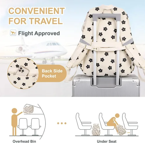 Miniatura 5 de Mochila 20, Beige flor, Grande, Mochila