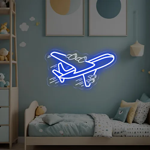 Miniatura 5 de Airplane Neon Sign, Airplane Wall Decor, Air plane Wall Art, Aviation Light Sign, Gift for Kid, Air Plane Wall Decor for Home Bar, 16.5"x9.3", Blue