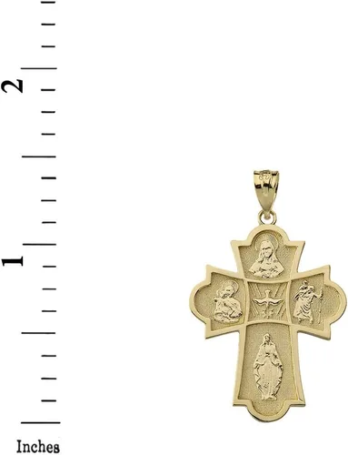 Miniatura 2 de Colgante de medalla de cruz de 4 vías de oro amarillo macizo de 10 k, Oro amarillo