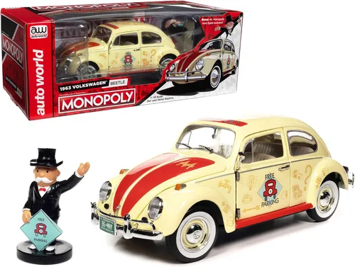 Miniatura 5 de Auto World 1963 Beetle Monopoly Free Parking 1:18 Escala Diecast Vehículo Réplica