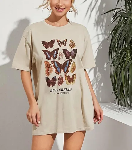Miniatura 4 de Meladyan Camiseta holgada de manga corta con cuello redondo y estampado gráfico para mujer