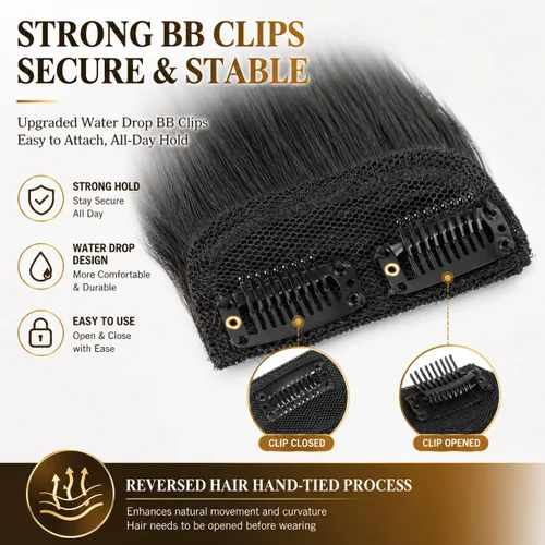 Miniatura 5 de 2 piezas de cabello 100% humano de 4 pulgadas, extensiones de cabello corto y grueso que añaden volumen extra para cabello fino, mujeres y hombres