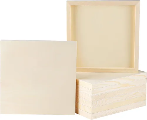 Miniatura 10 de ADXCO Paquete de 8 paneles de madera 12 x 12 pulgadas, paneles de lienzo de madera sin terminar, paneles de madera para pintar, verter, uso