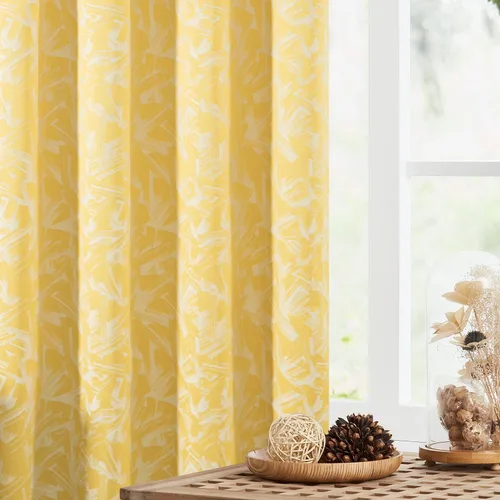 Miniatura 2 de Leeva Cortinas modernas y pesadas para dormitorio, juego de paneles de cortinas con patrón jacquard amarillo brillante para sala de estar, cortinas