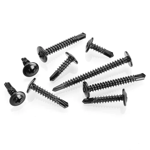 Miniatura 4 de Mywish 200 tornillos autorroscantes negros #10 × 1 pulgada para metal, 410 tornillos de metal negro de óxido de tornillo de acero inoxidable