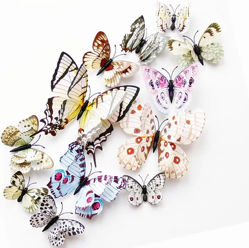 Miniatura 7 de OPSEAM - Calcomanías 3D de mariposa, 24/48 unidades, para decoraciones de pared, fiestas, con imanes (morado, 24)