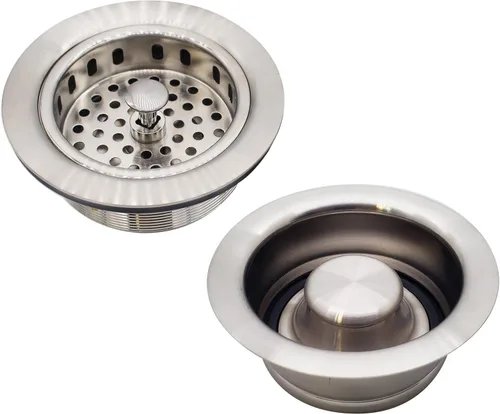 Miniatura 15 de Westbrass A2165-01 - Colador grande de cesta de cocina estilo poste de 4-1/4 pulgadas con brida de eliminación de residuos y tapón de drenaje, latón