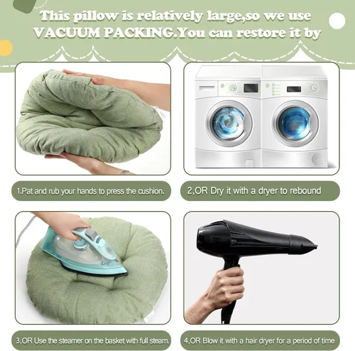Miniatura 3 de Fumete 8 piezas de 40.6 cm de diámetro cojines de suelo redondos para niños y bebés, asientos flexibles para salón de clases, almohadas de suelo