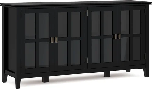 Miniatura 16 de SIMPLIHOME Armario de almacenamiento artesanal, gabinete de almacenamiento bajo de madera maciza de 30 pulgadas de ancho en marrón miel, gabinete