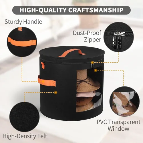Miniatura 6 de Caja de almacenamiento de sombreros extragrande de kushon para mujeres y hombres, 19" de diámetro x 17" de alto, cajas para sombreros de vaquero