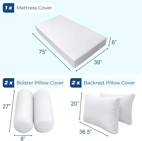Miniatura 7 de Prolinemax Estilo 2 - Cojín de colchón y almohada para exteriores, interior, sofá cama, porche, cama oscilante, ribete tubular, tamaño individual
