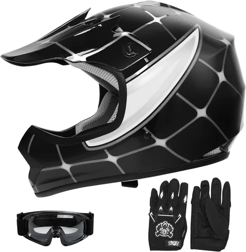 Miniatura 15 de SLMOTO - Casco DOT para niños y jóvenes de motocross, casco de motocicleta de calle, casco de bicicleta de tierra, motocross, ATV, casco con diseño