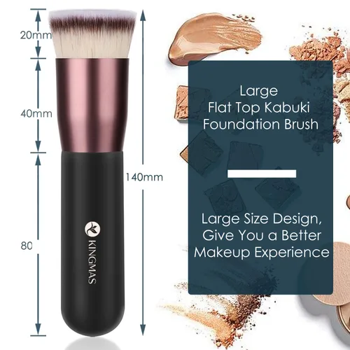 Miniatura 9 de KINGMAS Brochas de maquillaje de doble punta y brocha de base plana