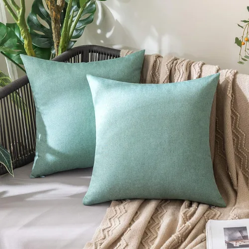 Miniatura 18 de MIULEE Paquete de 2 fundas decorativas para almohadas de exterior, sólidas, impermeables, de lino sintético, estilo granja de jardín, fundas de Óxido