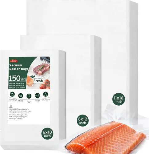 Aotto Bolsas selladoras al vacío para alimentos, 150 galones de 11 x 16 pulgadas y cuartos de galón de 8 x 12 pulgadas y pinta de 6 x 10 bolsas de