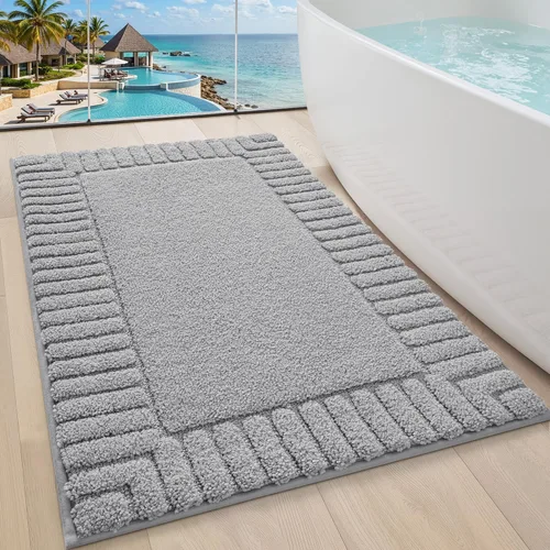 Miniatura 16 de LUMI Alfombras de baño antideslizantes con parte trasera de goma, alfombra de baño de microfibra de felpa extrasuave, absorbente, lavable a máquina