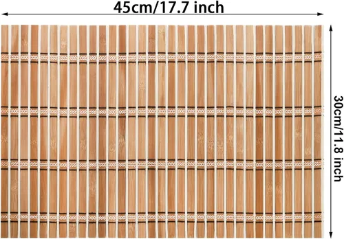 Miniatura 2 de Coloch Paquete de 8 manteles individuales de bambú natural, rústico, antideslizante y resistente al calor, para cocina, comedor, protección de mesa