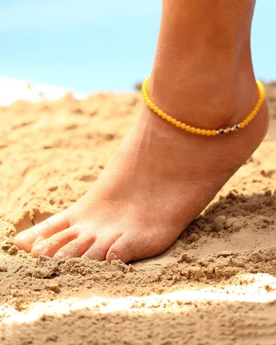 Miniatura 2 de Pulseras de tobillo de mal de ojo para mujer, tobilleras de cuentas para playa, accesorios de piedras preciosas curativas de cristal ajustable