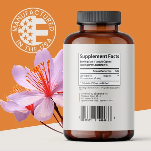 Miniatura 2 de Optimal Prime Suplemento de azafrán - Extracto de azafrán 100% puro de 88.5 mg - Ayuda a apoyar el estado de ánimo, energía y metabolismo óptimos