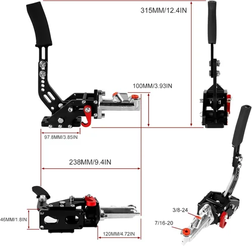 Miniatura 2 de Universal Racing Freno de mano hidráulico Drift E-Brake Manija de estacionamiento Freno de emergencia Palanca de engranajes Negro