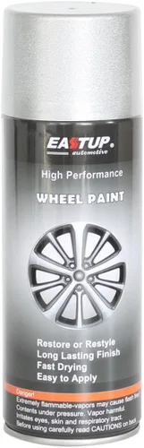 EASTUP Premium Pintura en Aerosol de Esmalte Acrílica Metálica, Spray para Llantas, Color Plata Relámpago - Acabado Brillante, Alta Durabilidad,