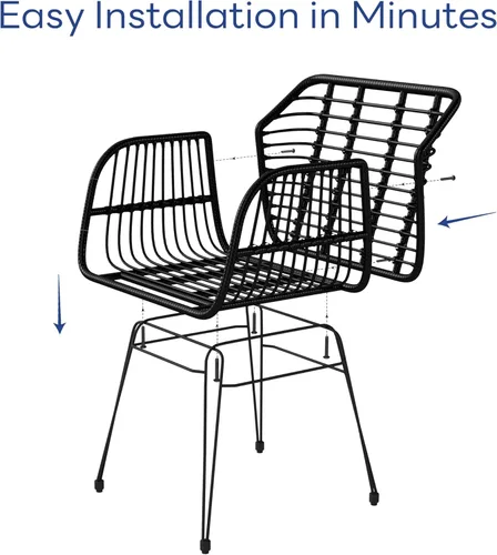Miniatura 8 de KROFEM - Juego de muebles de ratán para patio de 3 piezas estilo bistró, incluye 2 sillas de ratán y mesa con tapa de vidrio, ideal para porche