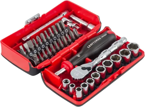 Miniatura 12 de CRAFTSMAN Juego de llaves tubo hexagonales V-SERIES y juego de puntas de destornillador, SAE, 1/4" de transmisión, 38 piezas (CMMT45750V)